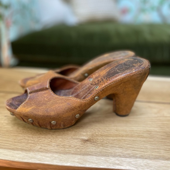 Frye Reese Slide Size 8 Distressed Brown Leather - Picture 4 of 14